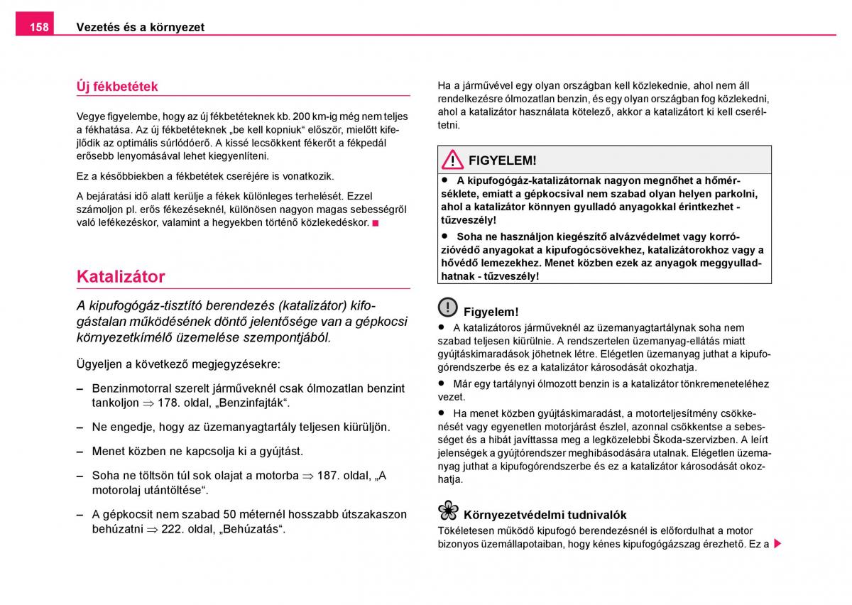 Skoda Fabia I 1 kezelesi utmutato / page 159