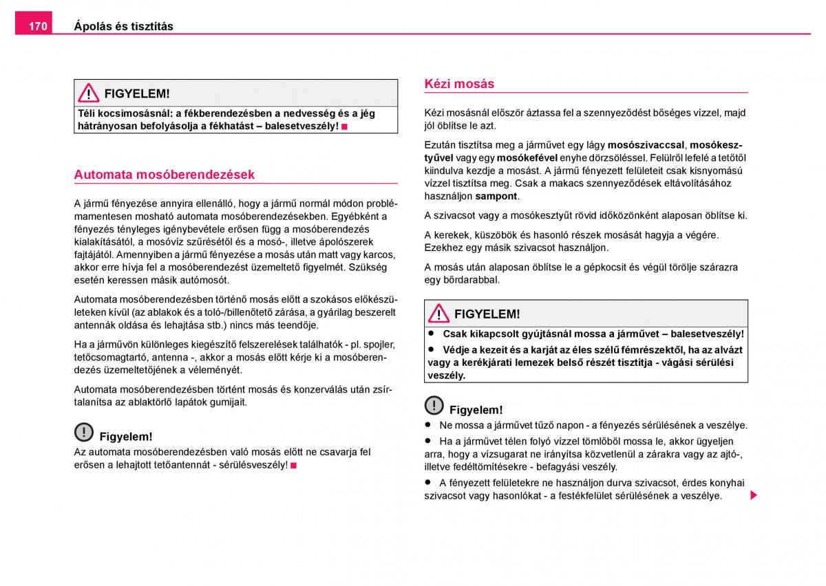 Skoda Fabia I 1 kezelesi utmutato / page 171