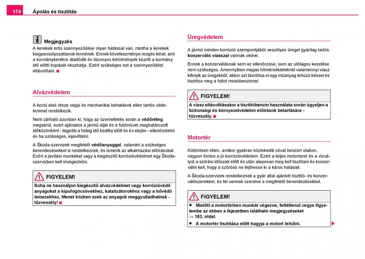 Skoda Fabia I 1 kezelesi utmutato / page 175