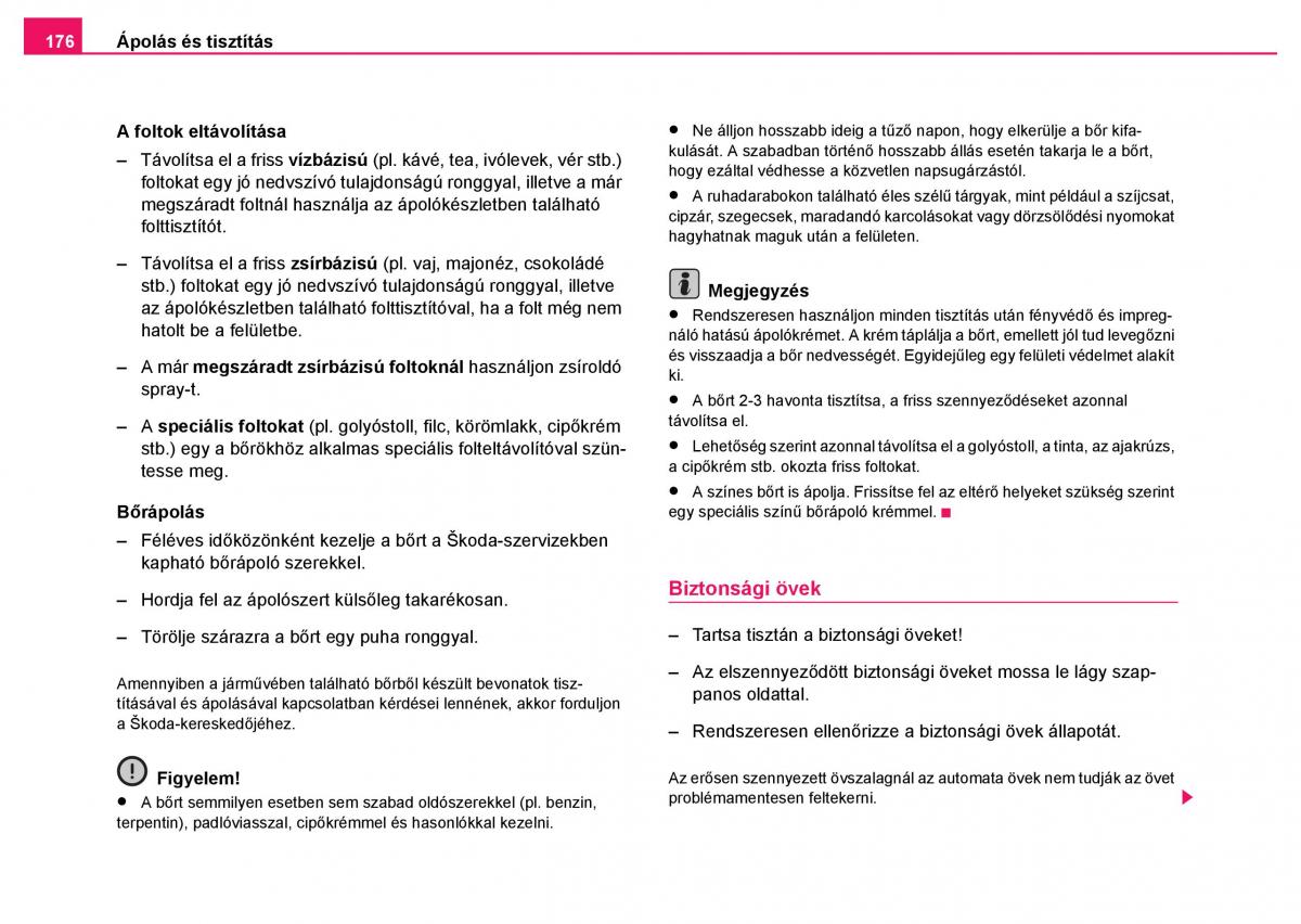 Skoda Fabia I 1 kezelesi utmutato / page 177