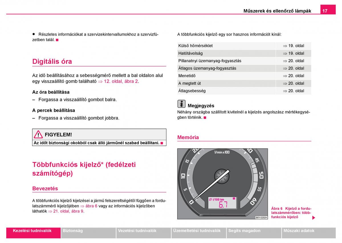 Skoda Fabia I 1 kezelesi utmutato / page 18