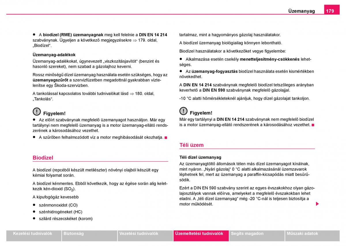 Skoda Fabia I 1 kezelesi utmutato / page 180