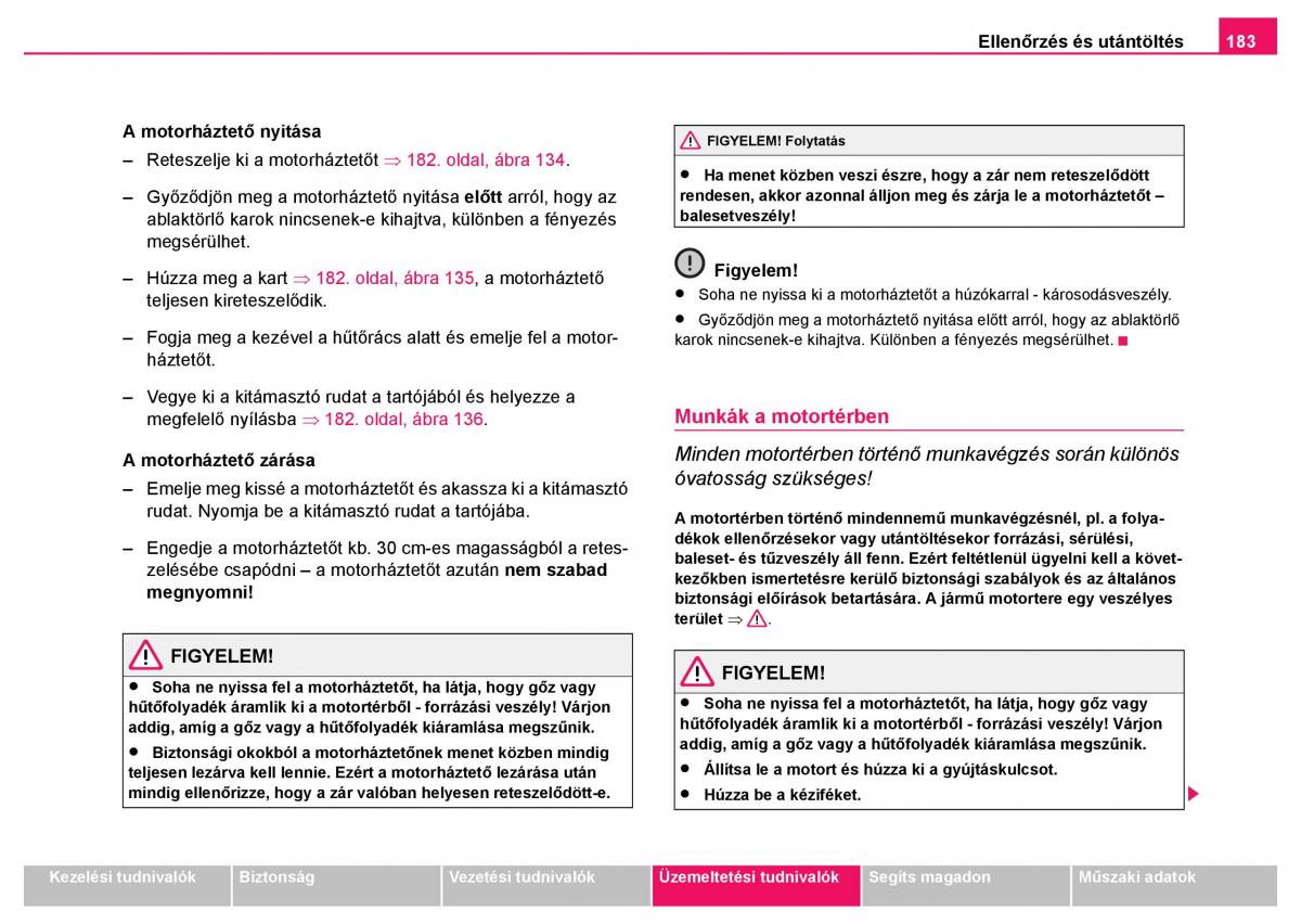 Skoda Fabia I 1 kezelesi utmutato / page 184