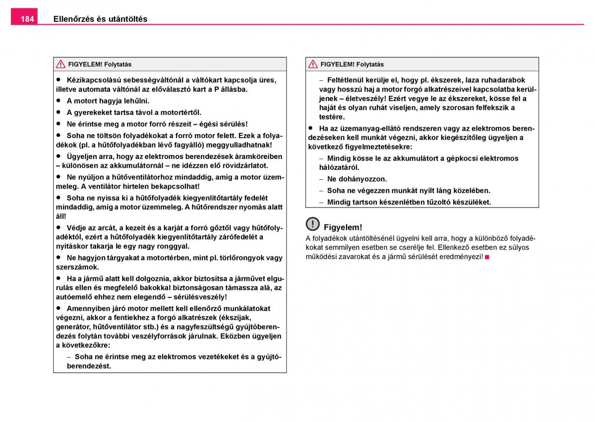 Skoda Fabia I 1 kezelesi utmutato / page 185