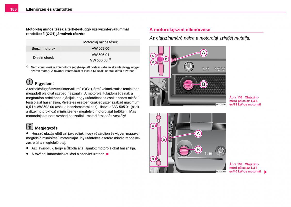 Skoda Fabia I 1 kezelesi utmutato / page 187