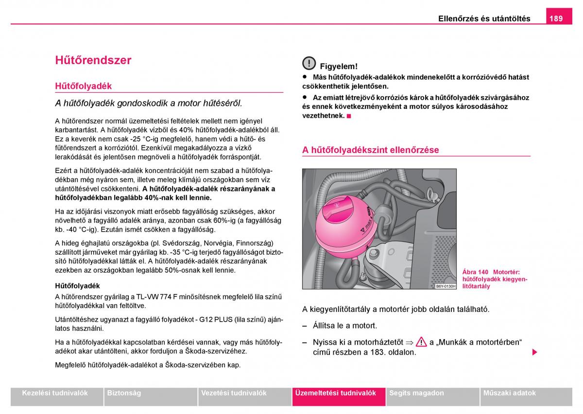 Skoda Fabia I 1 kezelesi utmutato / page 190