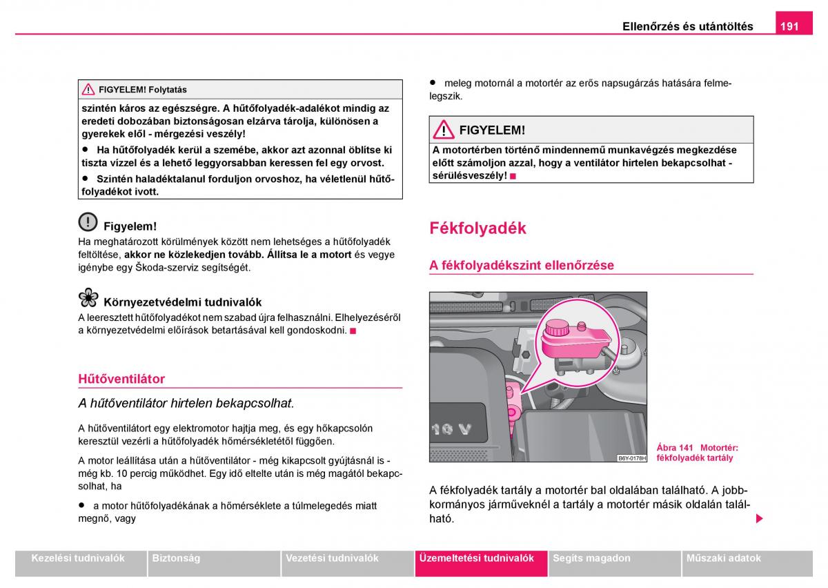 Skoda Fabia I 1 kezelesi utmutato / page 192