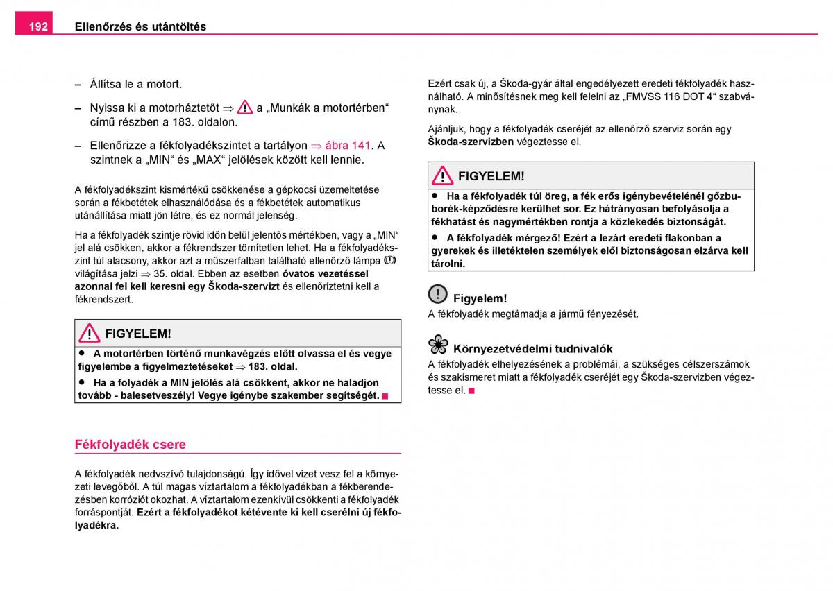 manual Skoda Fabia Skoda Fabia I 1 kezelesi utmutato / page 193