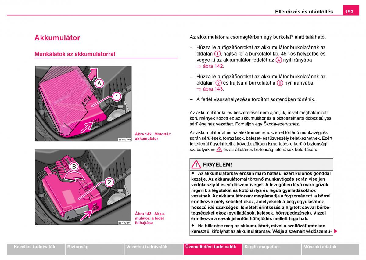 Skoda Fabia I 1 kezelesi utmutato / page 194