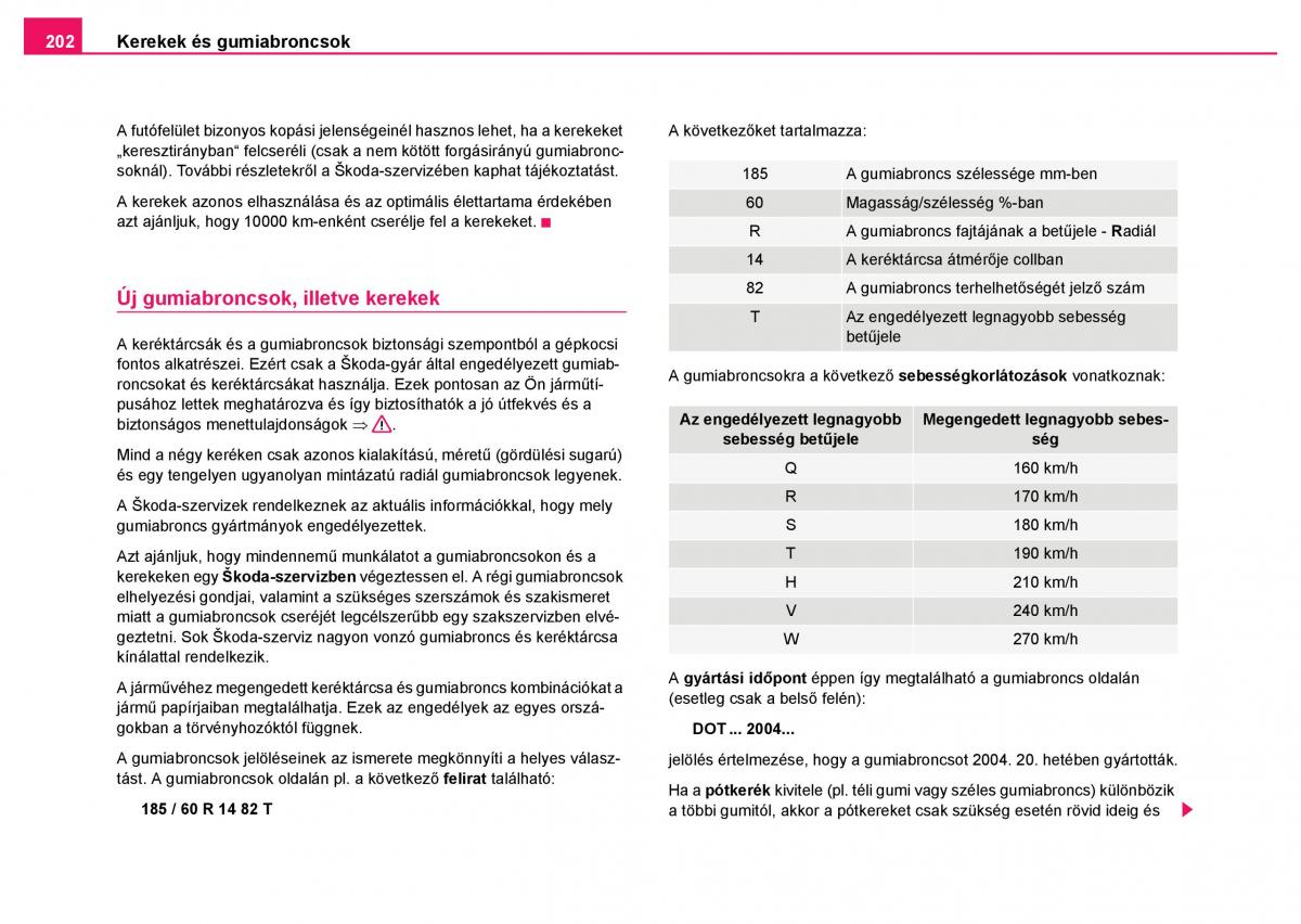 Skoda Fabia I 1 kezelesi utmutato / page 203