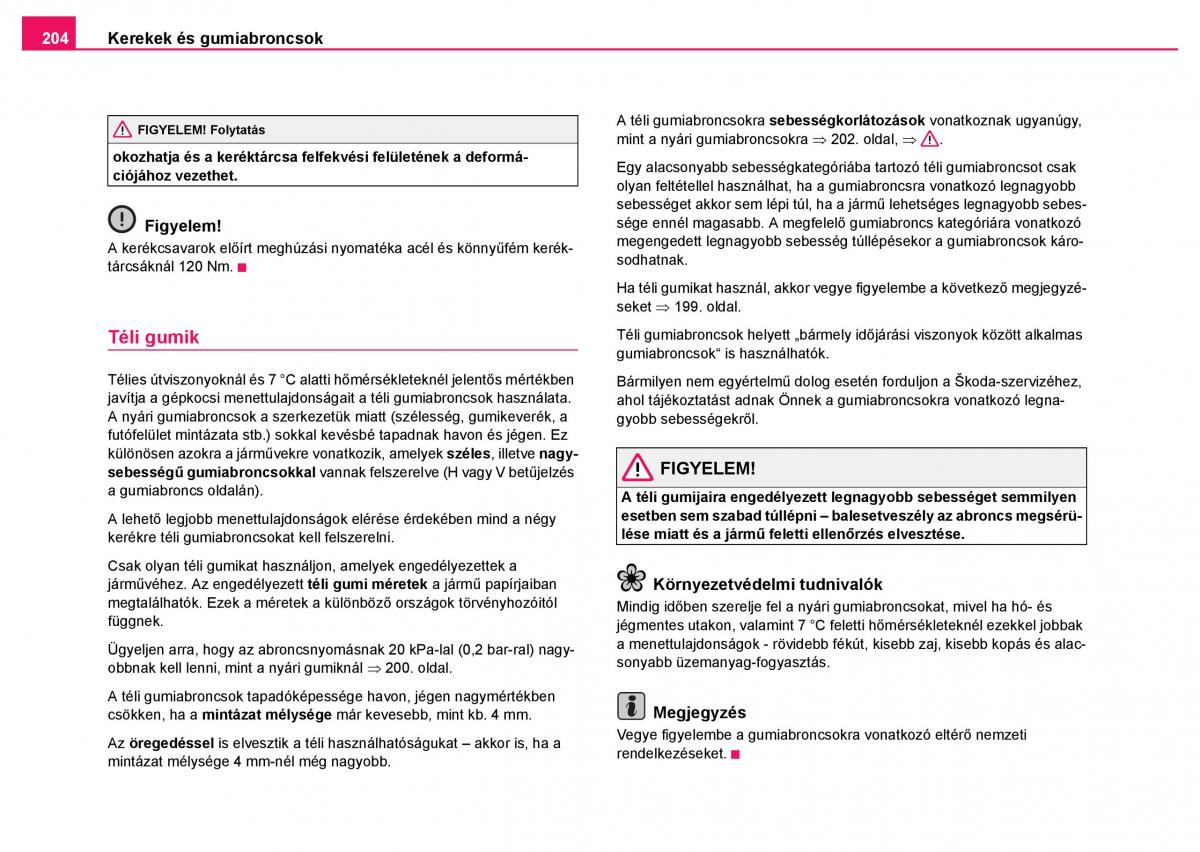 Skoda Fabia I 1 kezelesi utmutato / page 205