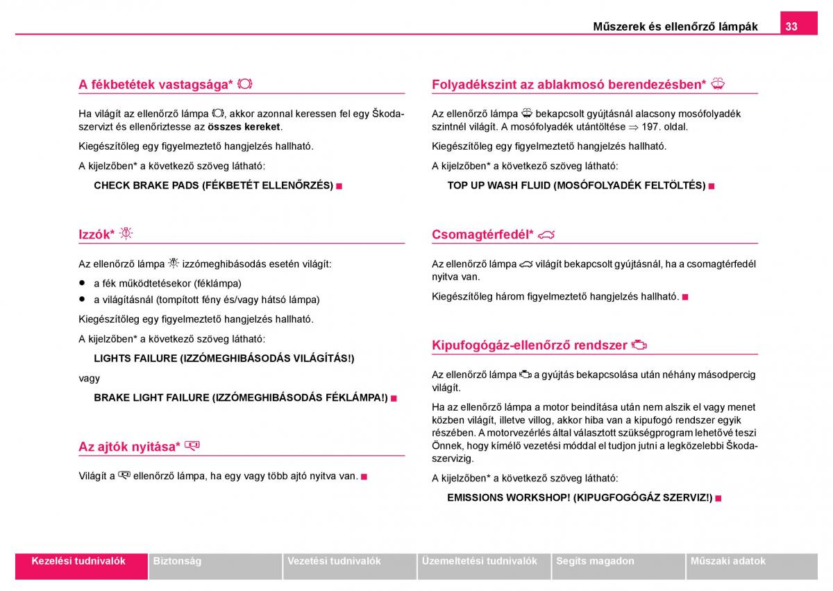 Skoda Fabia I 1 kezelesi utmutato / page 34