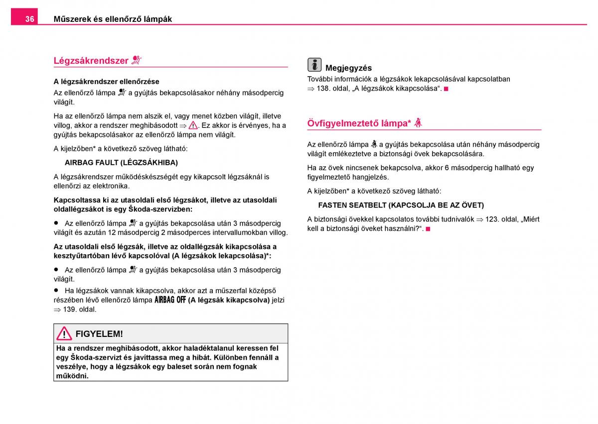 Skoda Fabia I 1 kezelesi utmutato / page 37