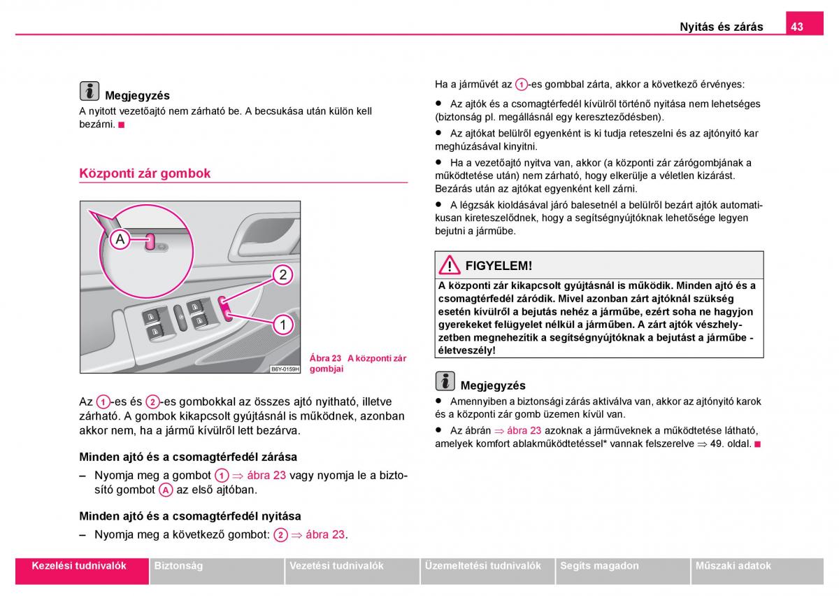 Skoda Fabia I 1 kezelesi utmutato / page 44