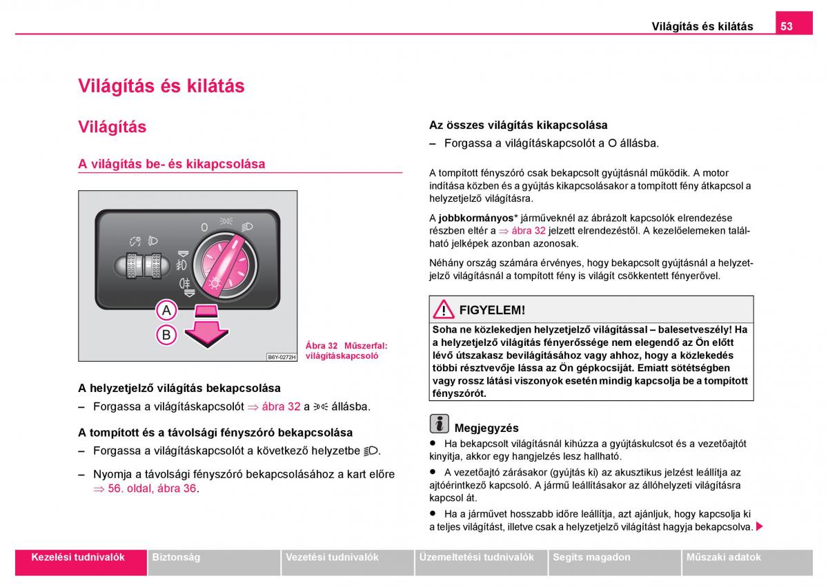 Skoda Fabia I 1 kezelesi utmutato / page 54