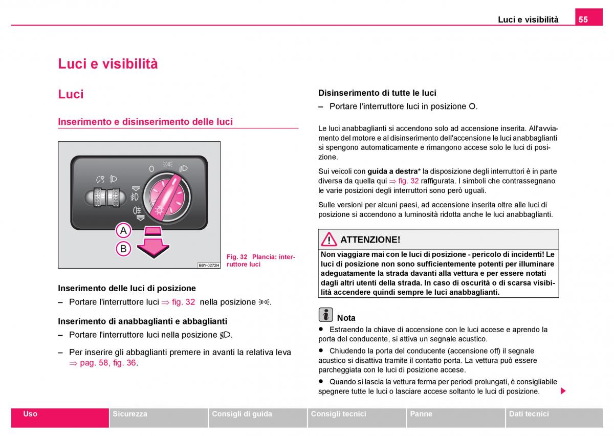 Skoda Fabia I 1 manuale del proprietario / page 56