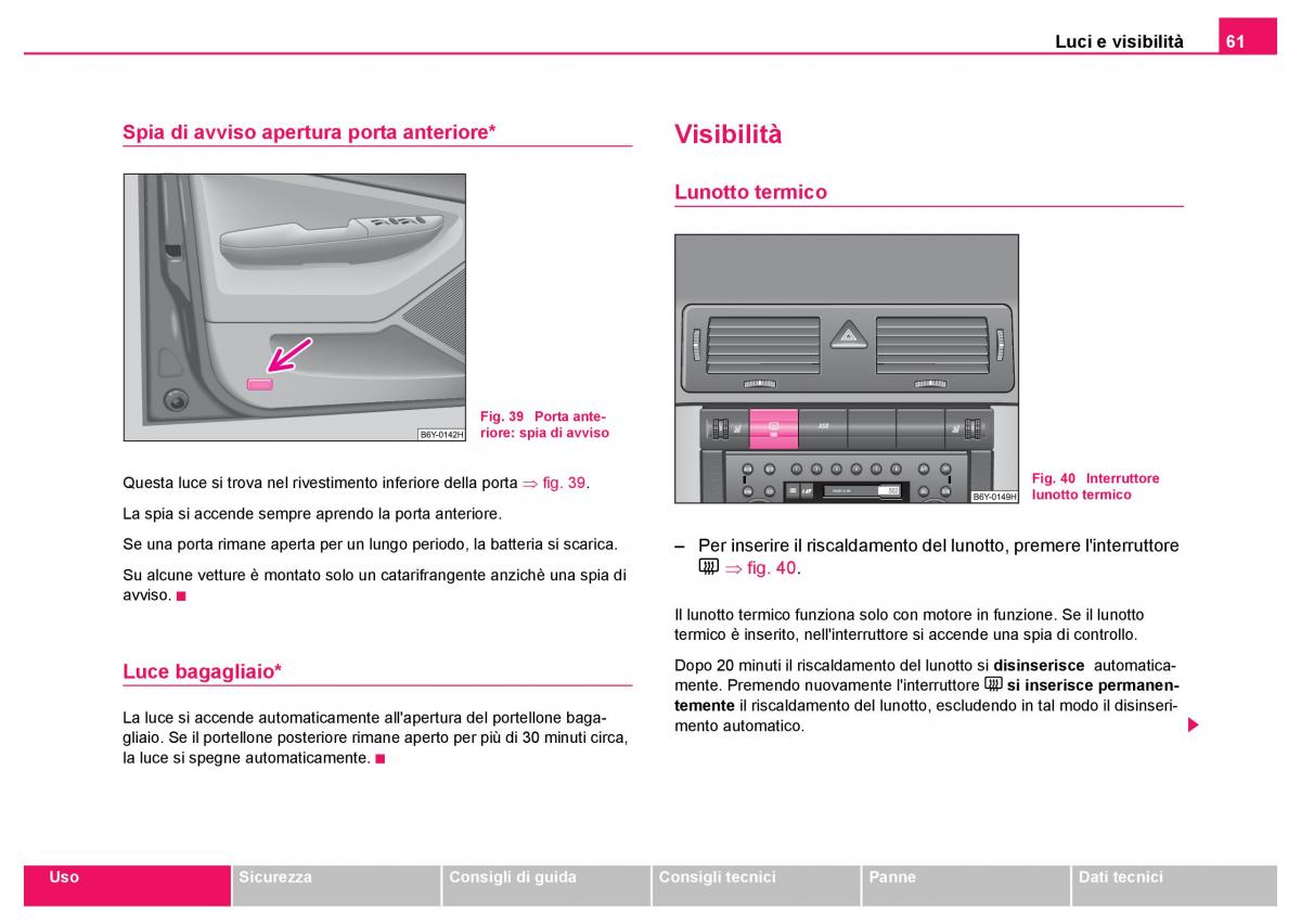 Skoda Fabia I 1 manuale del proprietario / page 62