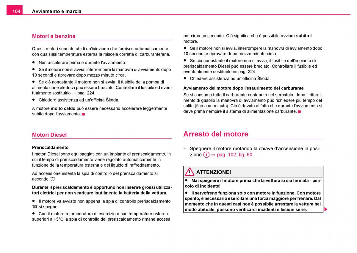 Skoda Fabia I 1 manuale del proprietario / page 105