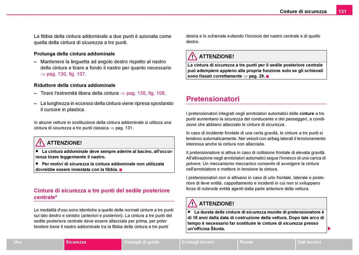 Skoda Fabia I 1 manuale del proprietario / page 132