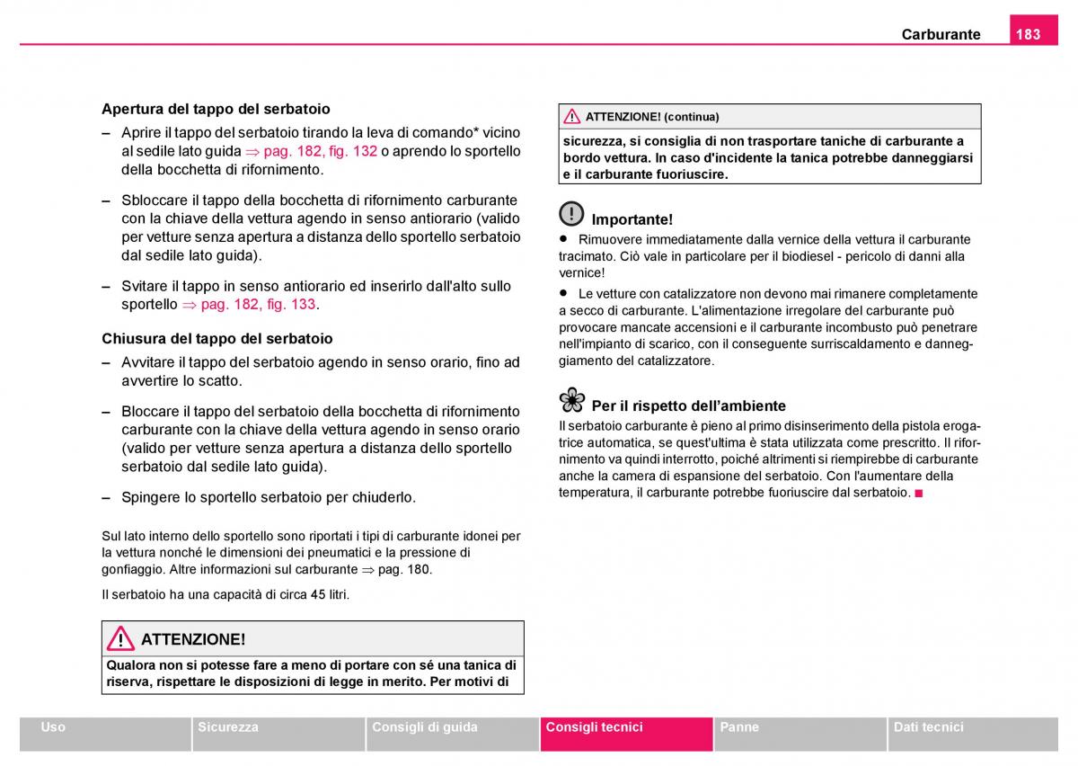 Skoda Fabia I 1 manuale del proprietario / page 184