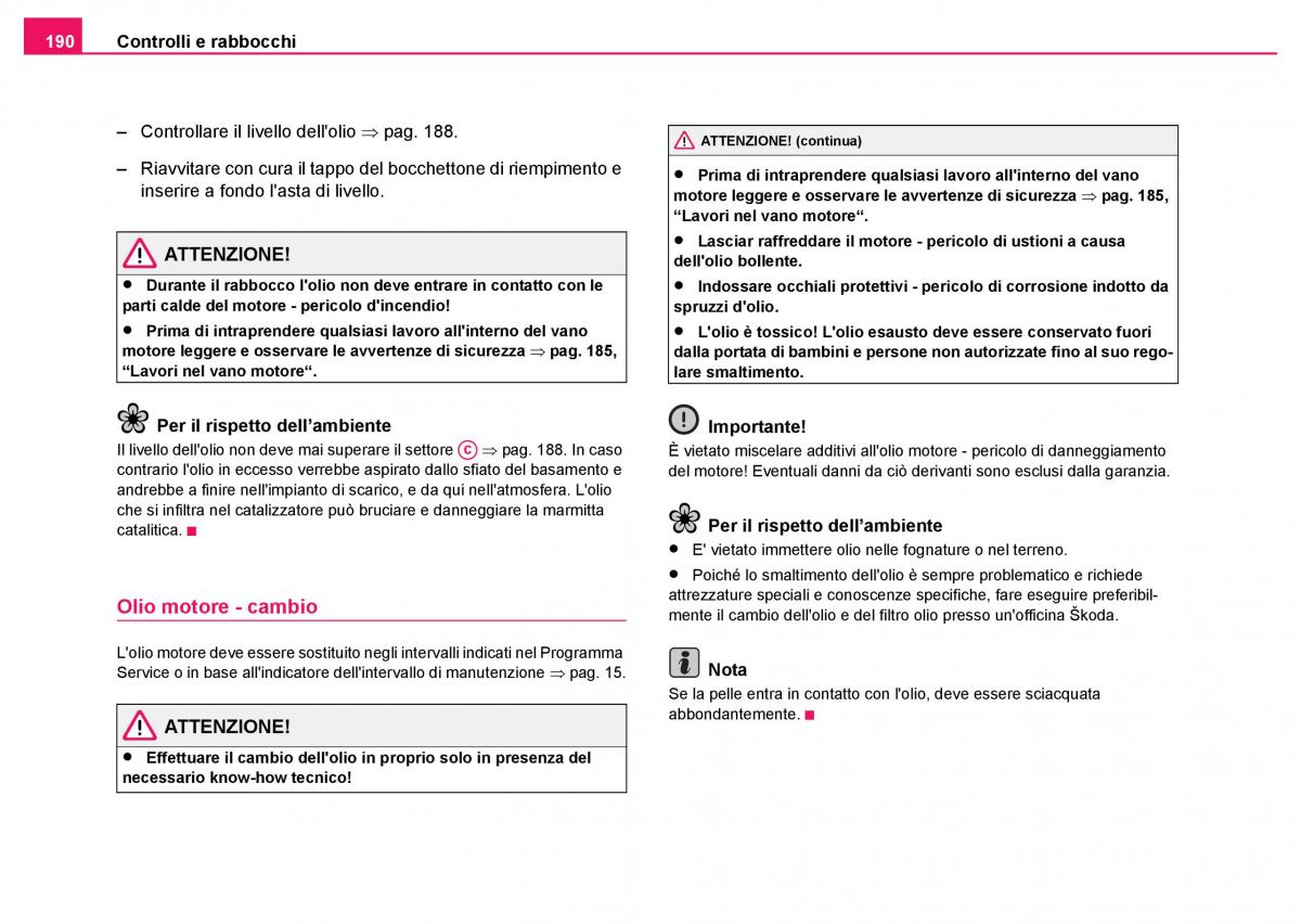 Skoda Fabia I 1 manuale del proprietario / page 191