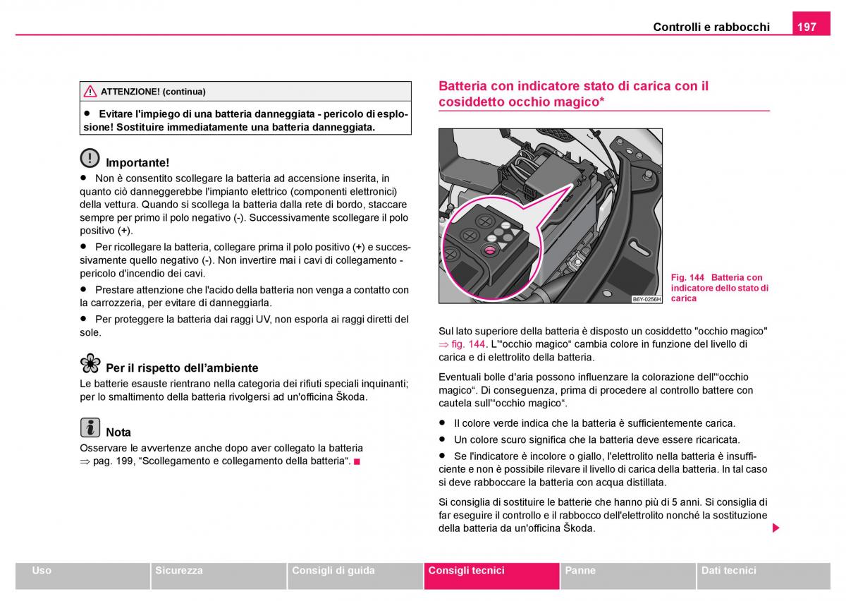 Skoda Fabia I 1 manuale del proprietario / page 198