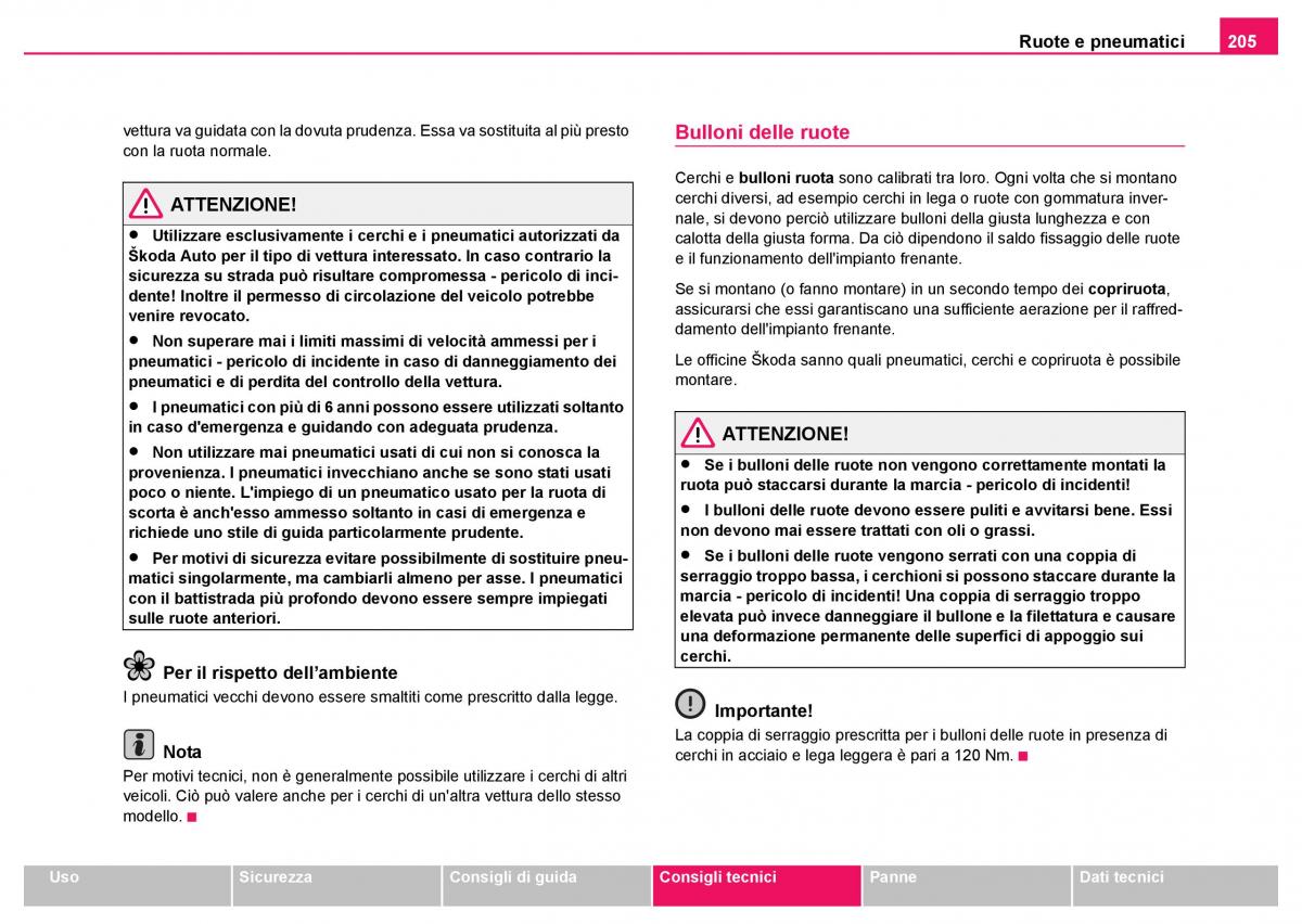 Skoda Fabia I 1 manuale del proprietario / page 206