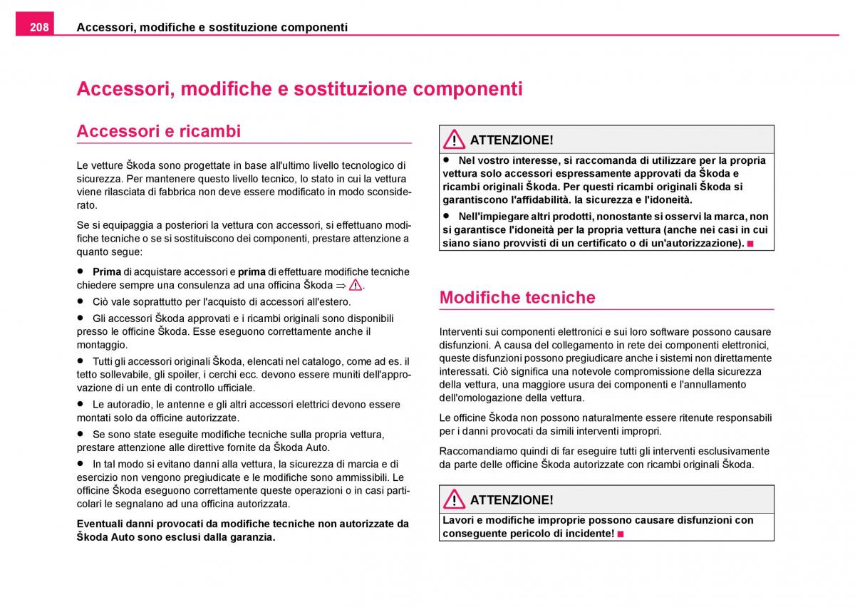 Skoda Fabia I 1 manuale del proprietario / page 209