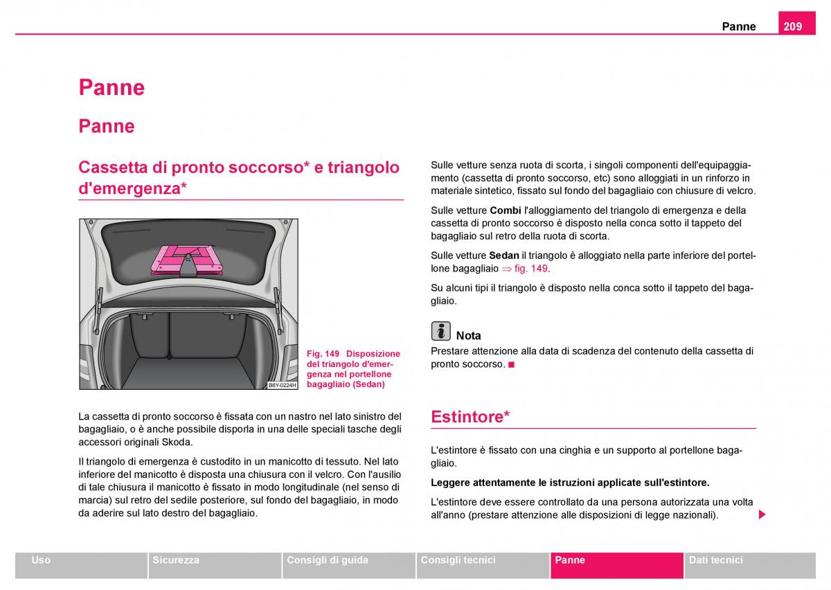 Skoda Fabia I 1 manuale del proprietario / page 210