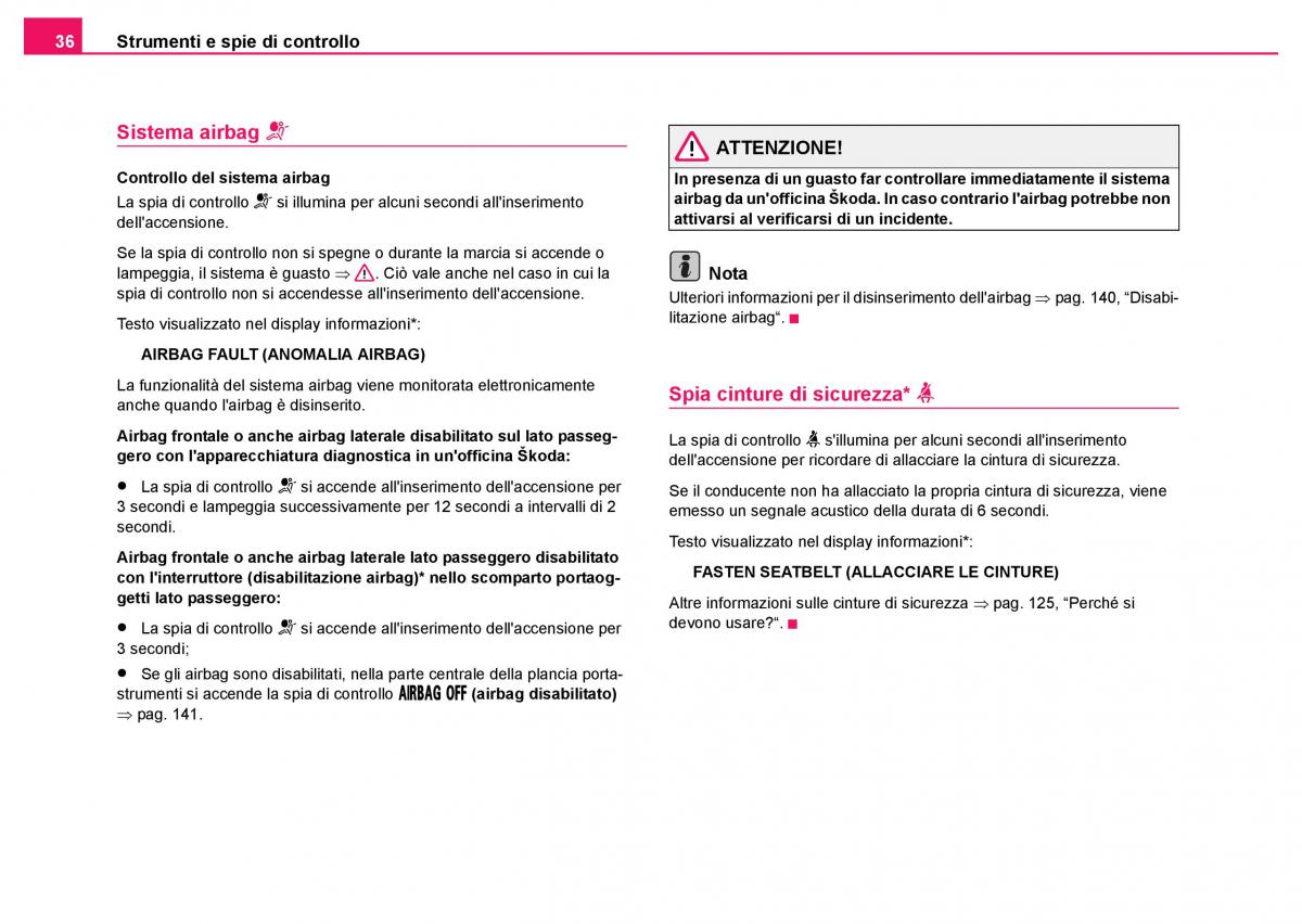 Skoda Fabia I 1 manuale del proprietario / page 37