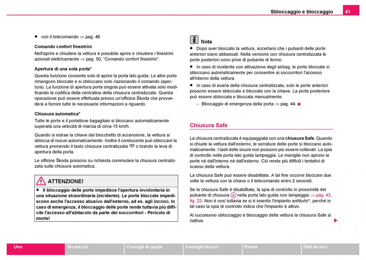 Skoda Fabia I 1 manuale del proprietario / page 42