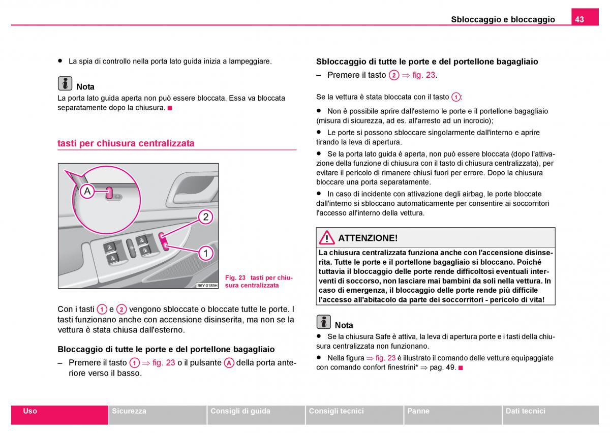 Skoda Fabia I 1 manuale del proprietario / page 44