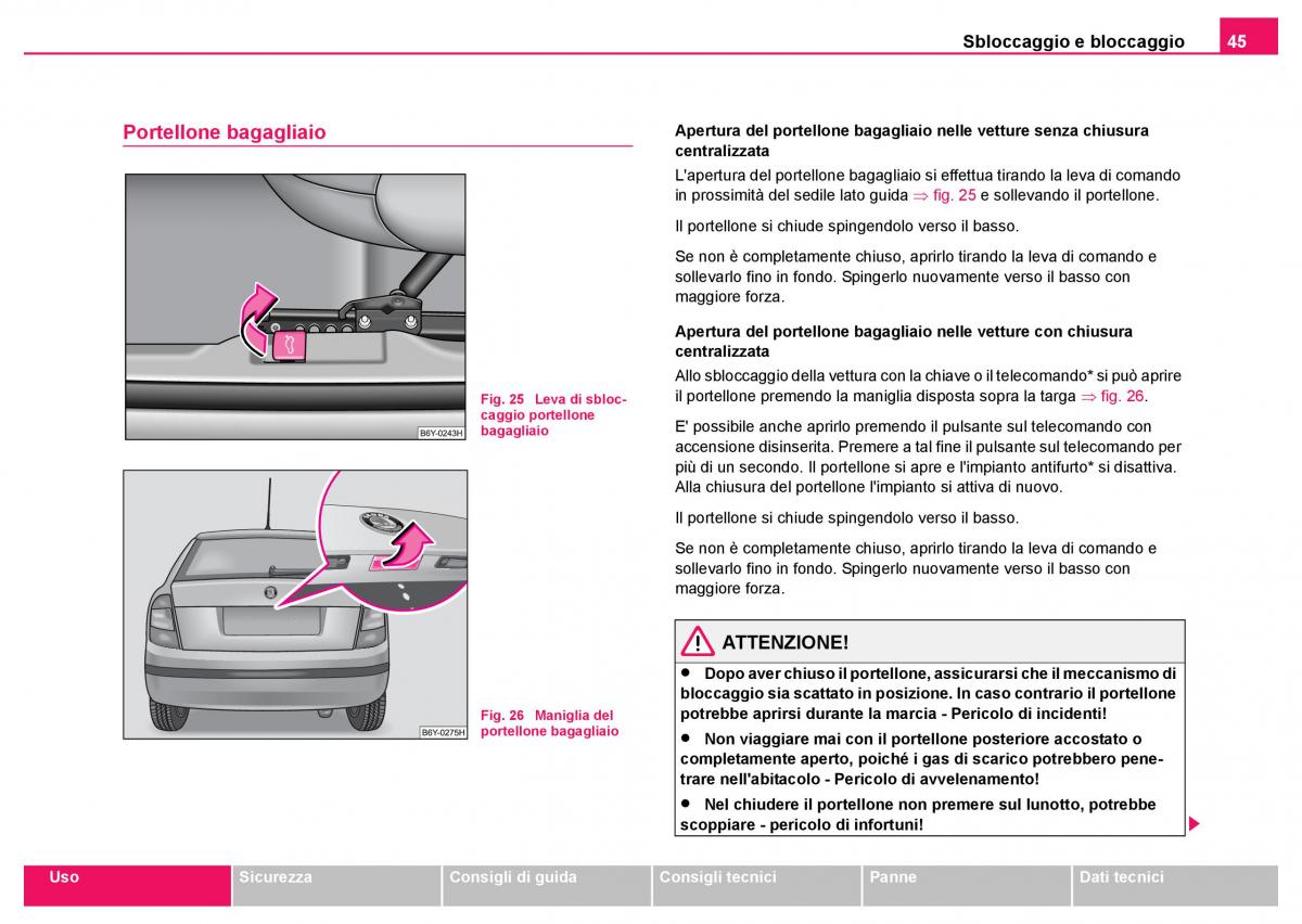 Skoda Fabia I 1 manuale del proprietario / page 46