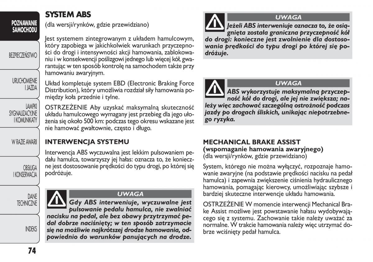 Fiat Panda II 2 instrukcja obslugi / page 75