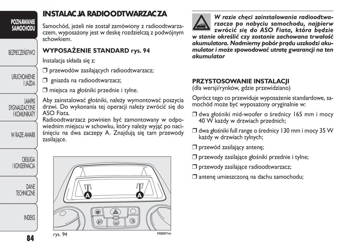 Fiat Panda II 2 instrukcja obslugi / page 85