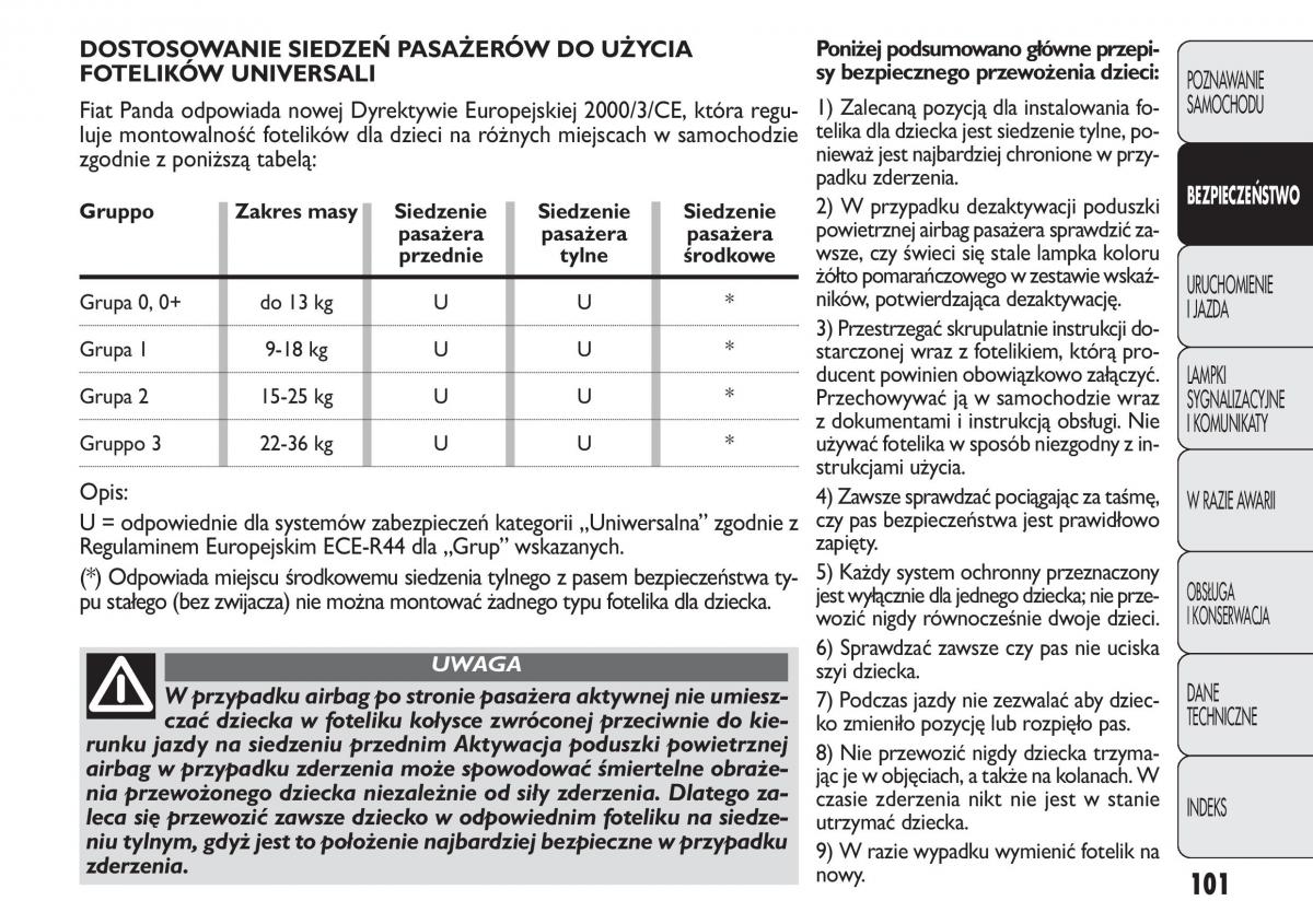 Fiat Panda II 2 instrukcja obslugi / page 102