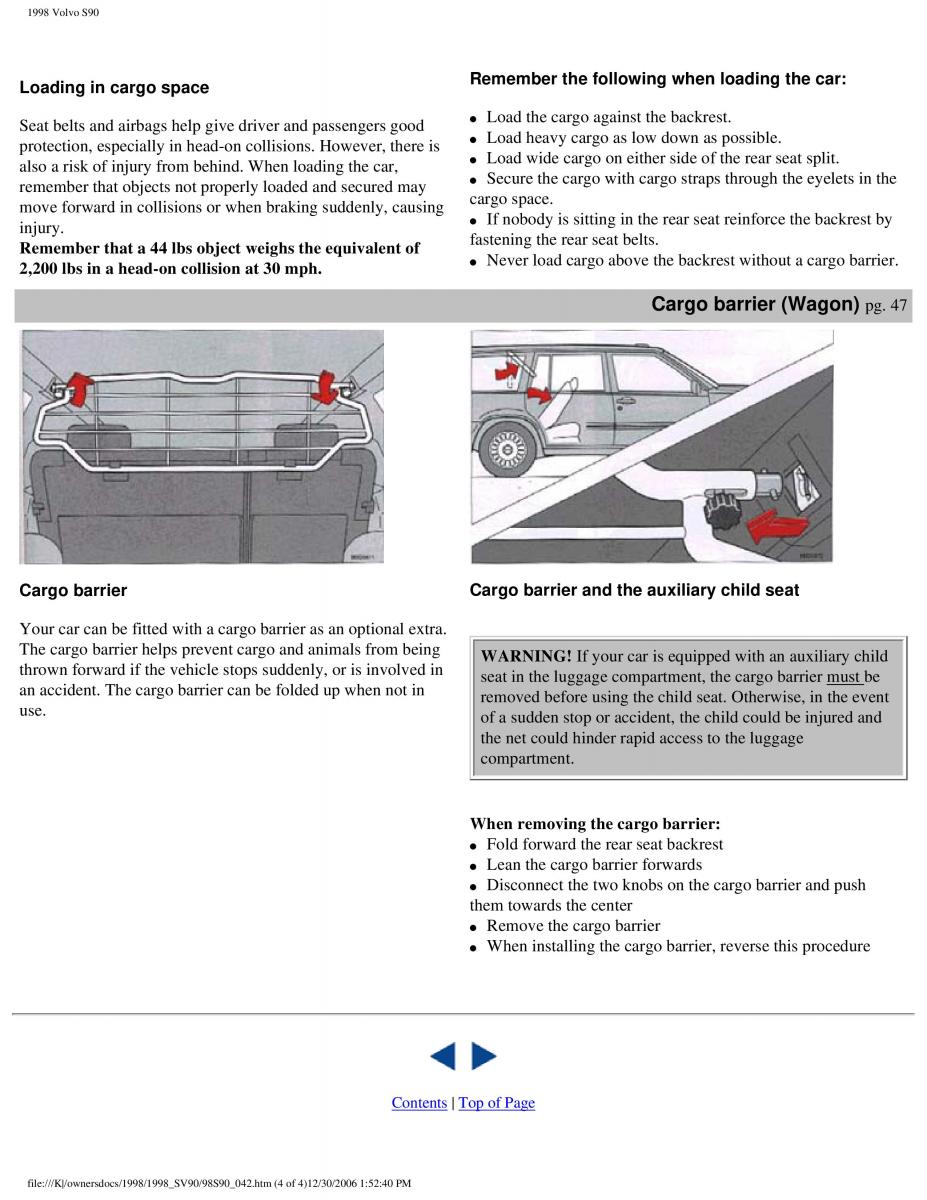 Volvo S90 V90 960 owners manual / page 55