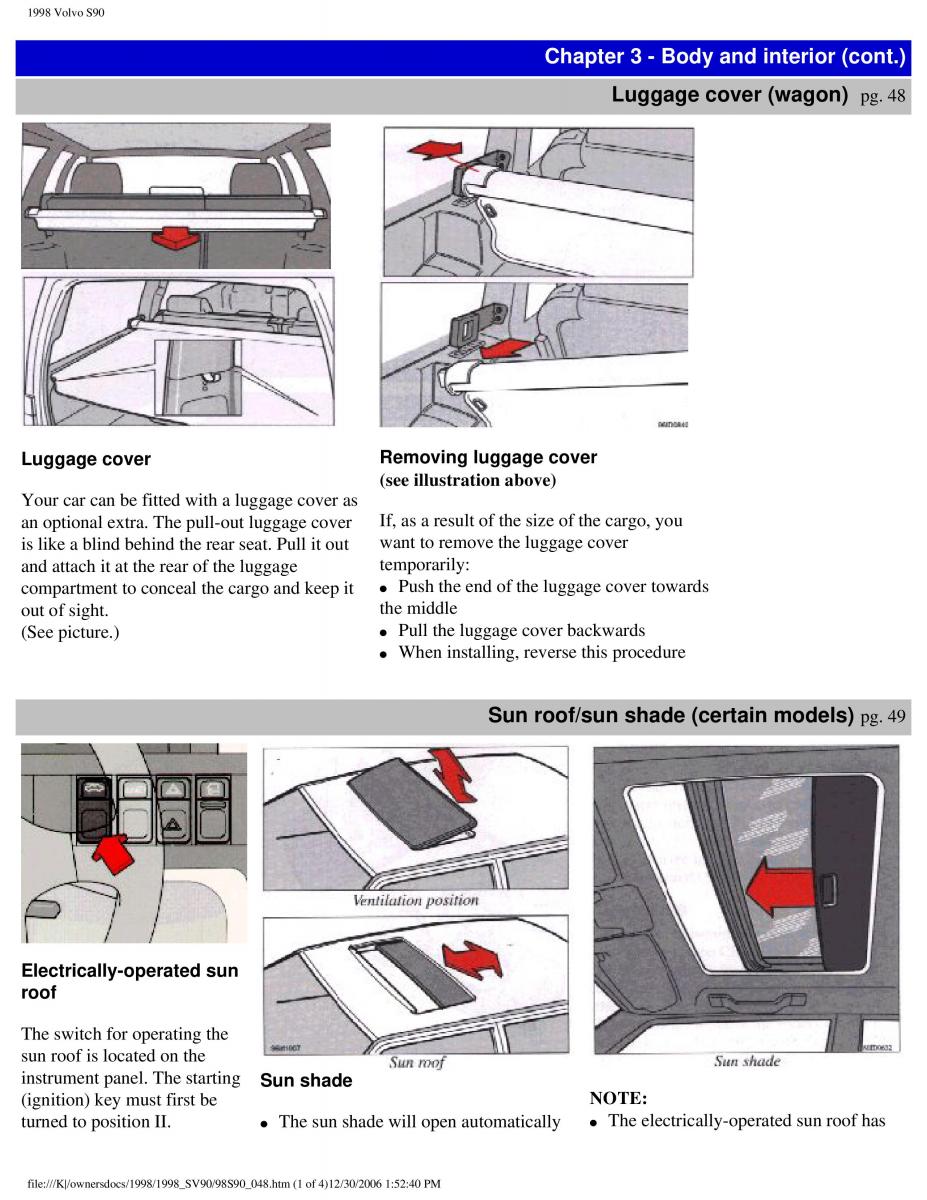 Volvo S90 V90 960 owners manual / page 56