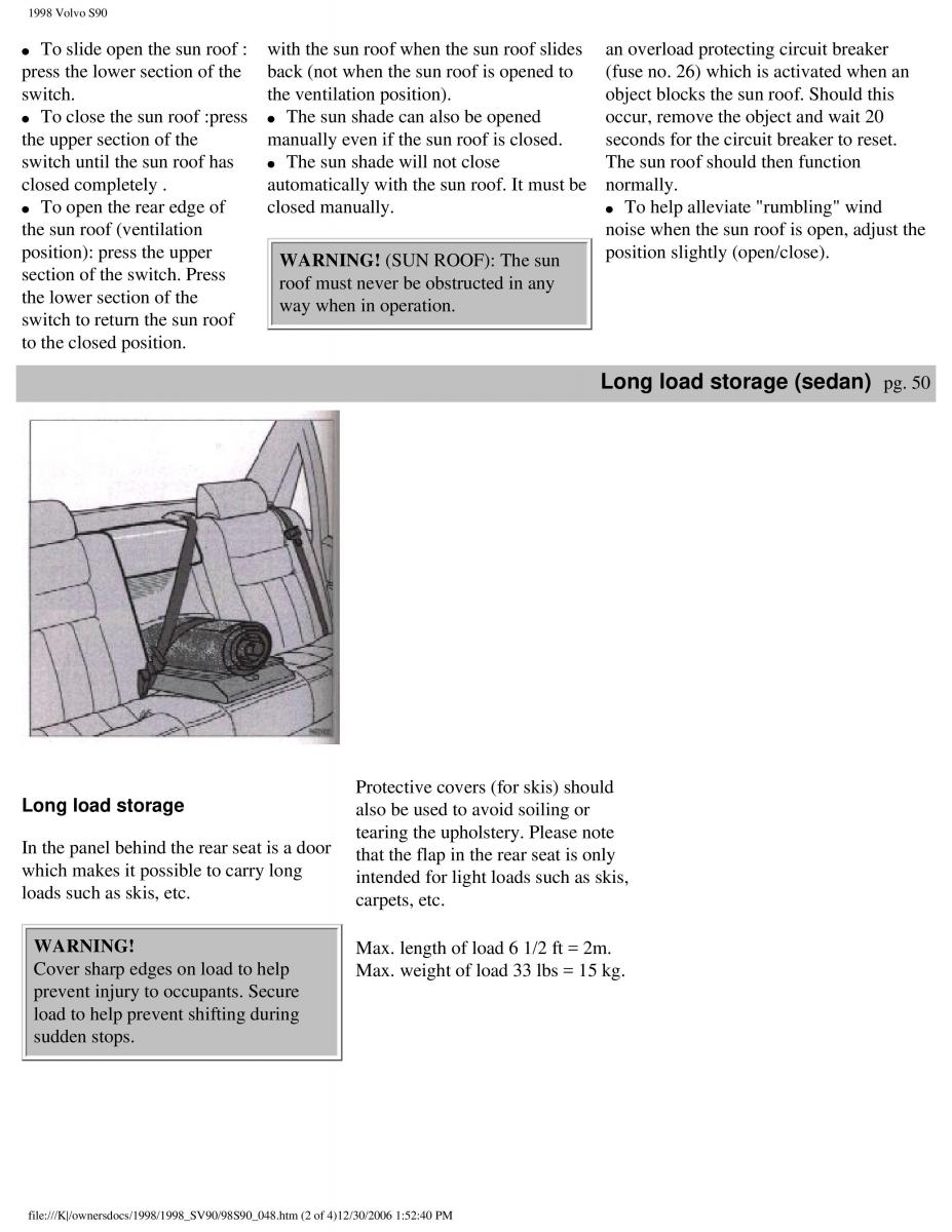 Volvo S90 V90 960 owners manual / page 57