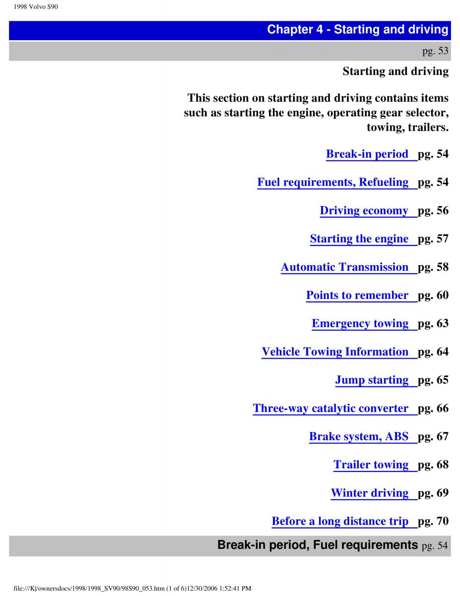 Volvo S90 V90 960 owners manual / page 60