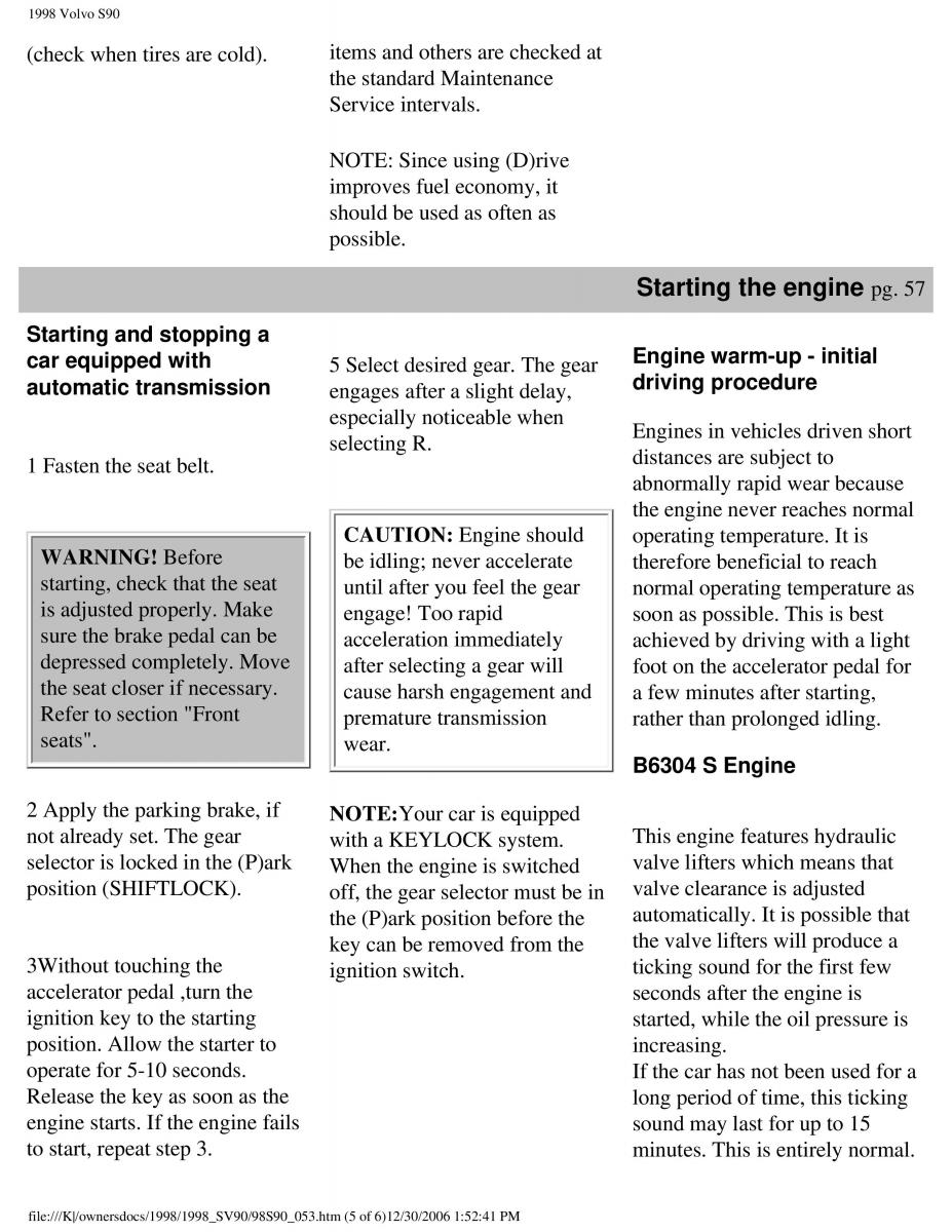 Volvo S90 V90 960 owners manual / page 64