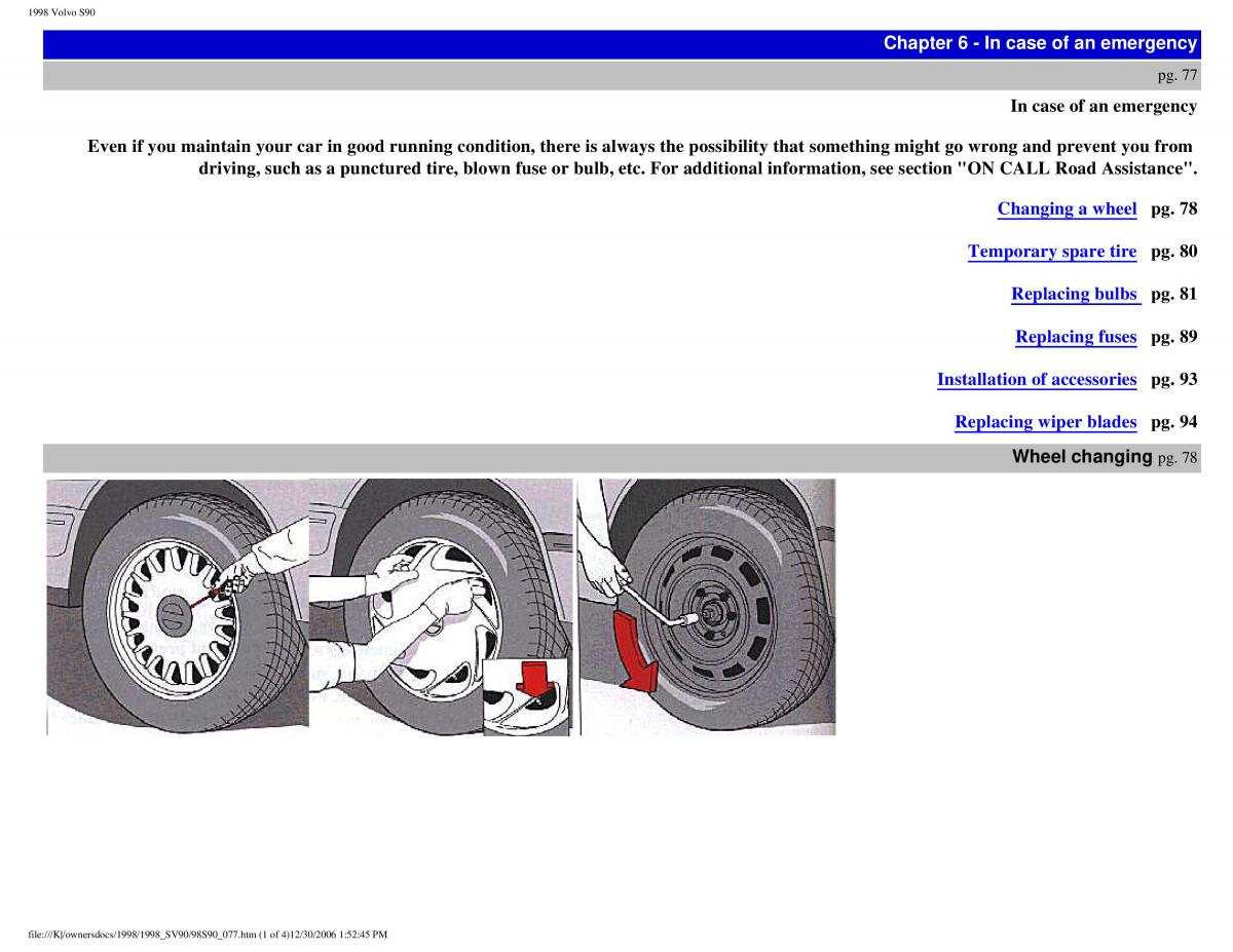 Volvo S90 V90 960 owners manual / page 87