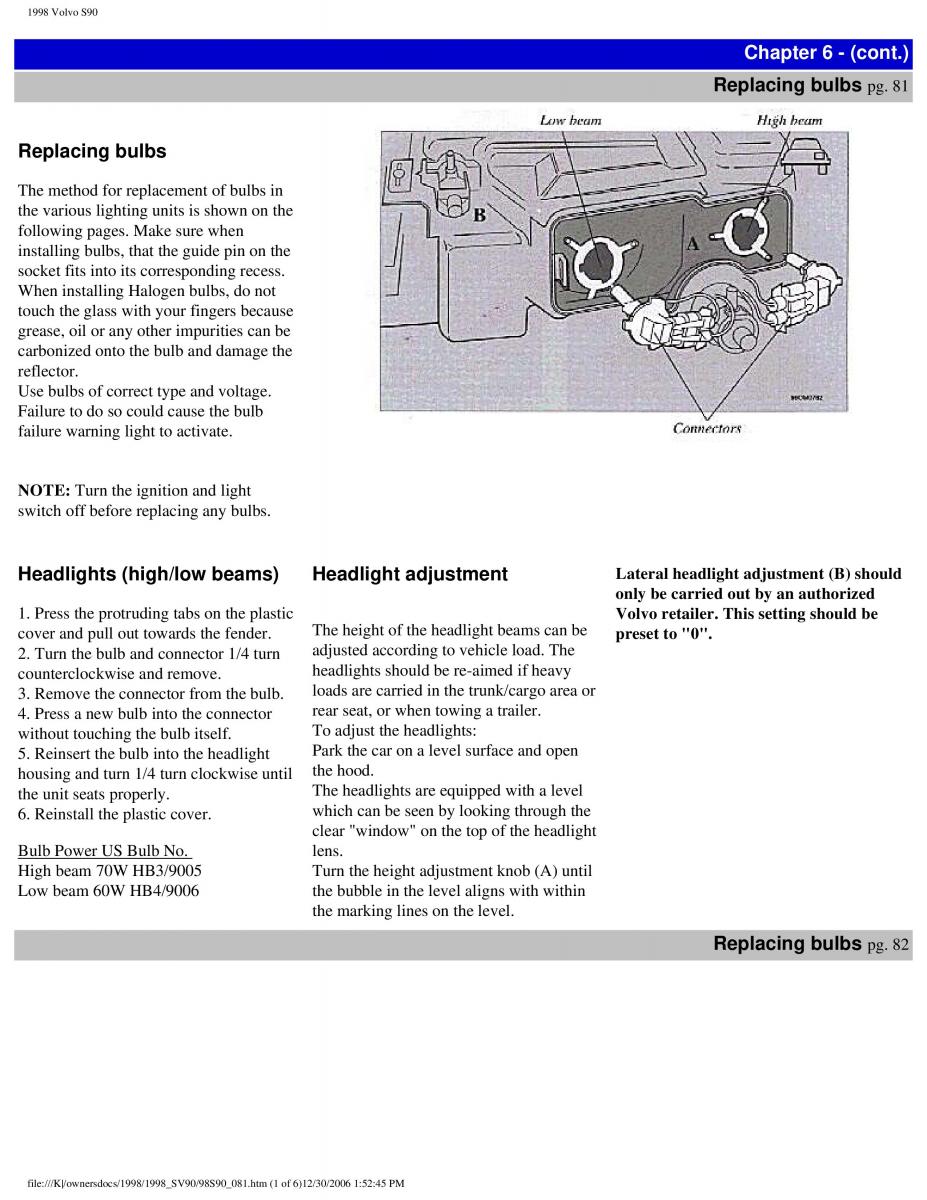 Volvo S90 V90 960 owners manual / page 91