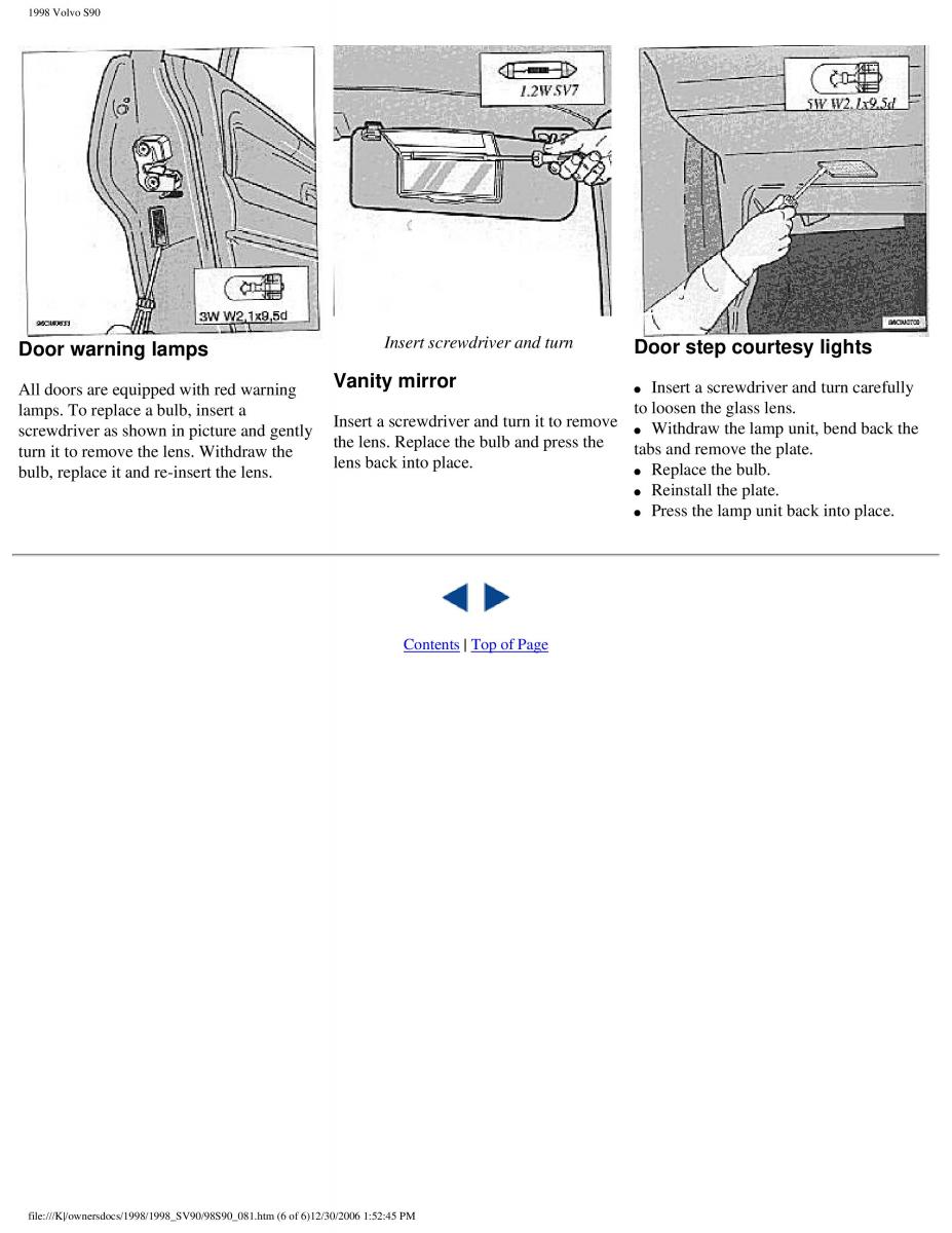 Volvo S90 V90 960 owners manual / page 96