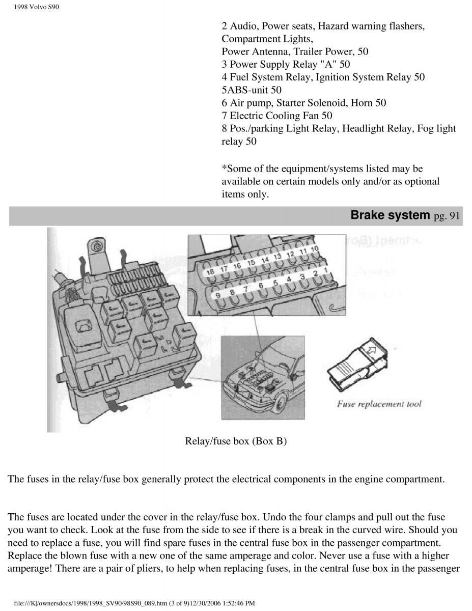 Volvo S90 V90 960 owners manual / page 99