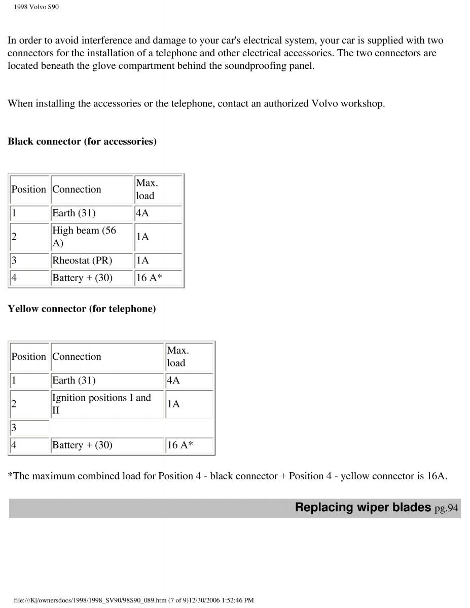 Volvo S90 V90 960 owners manual / page 103