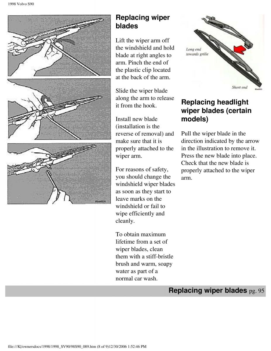 Volvo S90 V90 960 owners manual / page 104