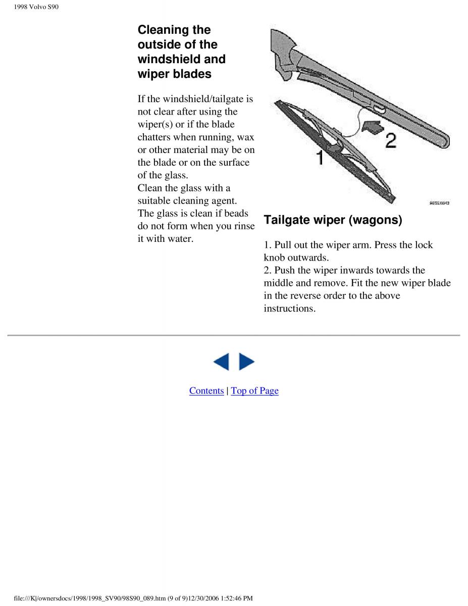 Volvo S90 V90 960 owners manual / page 105