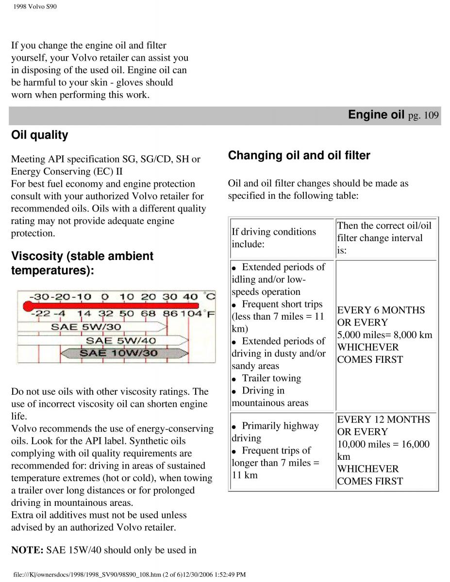 Volvo S90 V90 960 owners manual / page 120