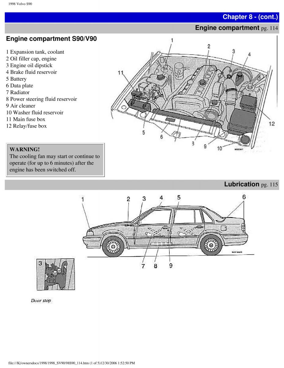 Volvo S90 V90 960 owners manual / page 125